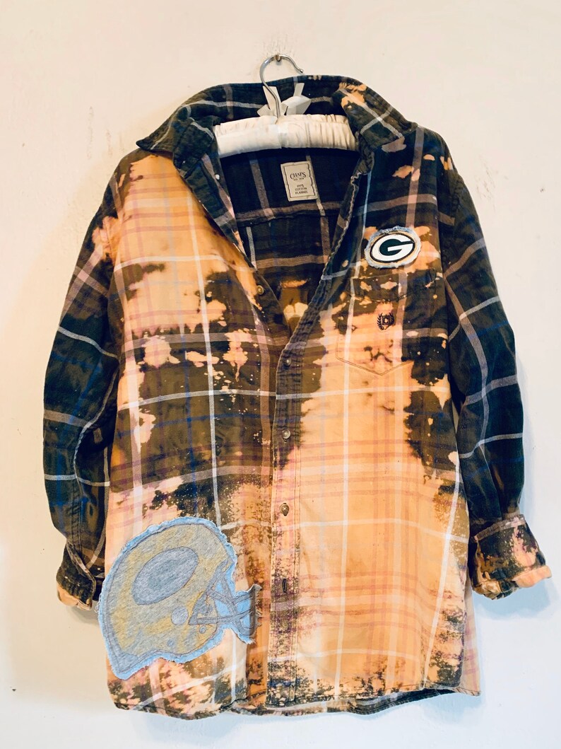 Green Bay Packers upcycled flannel men/'s SZ Medium