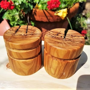 olive  wood salt and pepper shakers. Olive Wood Salt & Pepper Cellar Mill Shakers Rustic Wooden Salt Pepper Set Salt and Pepper Set  Wood Sa