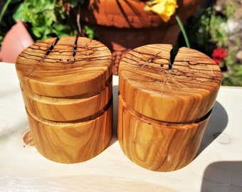 olive  wood salt and pepper shakers. Olive Wood Salt & Pepper Cellar Mill Shakers Rustic Wooden Salt Pepper Set Salt and Pepper Set  Wood Sa