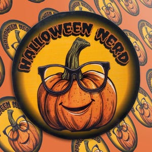 Halloween Nerd Pumpkin Sticker
