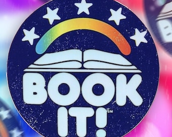 Pegatina de vinilo Book It: un guiño al pasado como recompensa por leer.