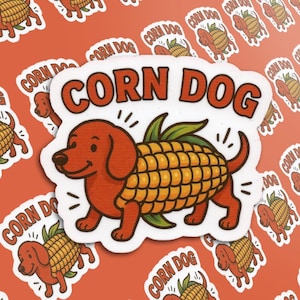 Adesivo de Cachorro-Quente: Mistura de Milho com Dachshund Engraçado
