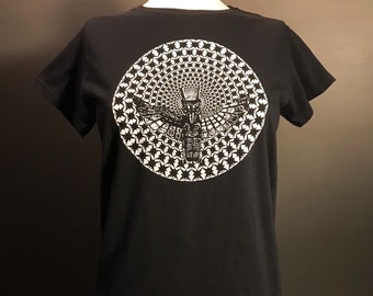 Phoenix Totem - Original Design - Ladies Screen Printed Graphic T-shirt - Handprinted - Renewal Visual Meditation