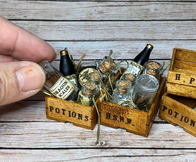 Miniature potion crates wooden potions crate dolls house Etsy