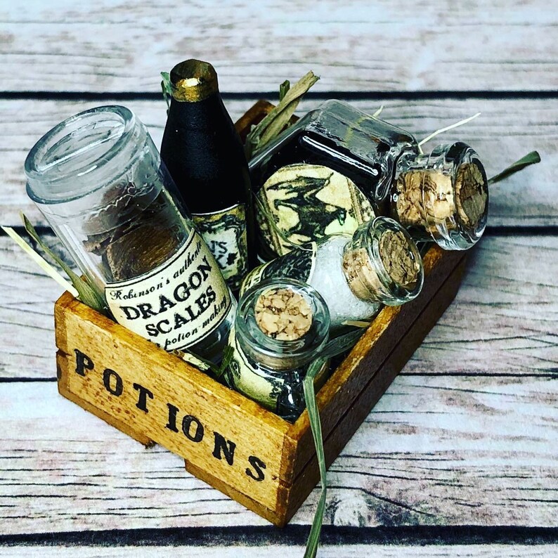 Miniature potion crates wooden potions crate dolls house Etsy