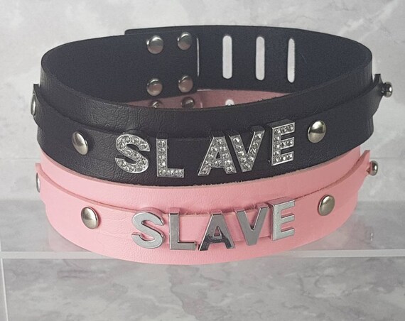 Locking leather choker collar custom personalized any word//s Daddy/'s Girl Slut
