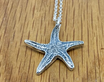 Solid Silver Starfish necklace, Handmade silver Starfish necklace, Starfish Necklace, chunky, starfish pendant, silver, starfish, necklace