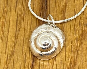 Silver Periwinkle Shell pendant, periwinkle shell necklace, Silver periwinkle shell necklace, periwinkle jewellery