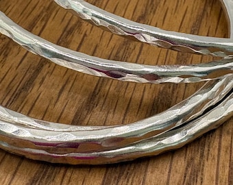 Solid Silver Tactile Chunky Bangle
