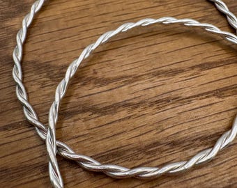 Handmade Twisted Sterling Silver Bangle Bracelet