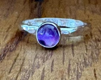 Silver Amethyst Stacking Ring - Size M