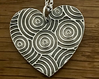 Swirly Silver Heart pendant, swirly Silver heart Gift, gift for girlfriend, gift for wife