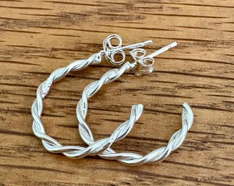 Sterling silver twisted open hoop earrings, twisted open hoop earrings, hoop earrings, silver hoop earrings