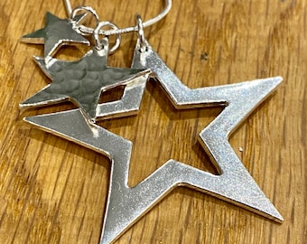 Statement Silver Star stacking necklace, silver star stacking necklace, statement  Christmas jewellery, unusual star necklace