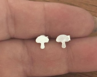 Whimsical Fine Silver Mushroom Stud Earrings