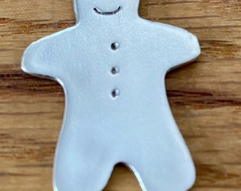 Handmade silver Gingerbread man, Silver Gingerbread man pendant, Gingerbread man pendant, Gingerbread man