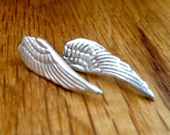 Silver angel wing studs, silver angel wing earrings, wing earrings, wing studs, wing, studs, silver, angel wing jewellery, remembrance