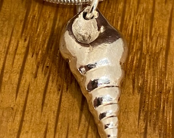 Silver Auger Shell necklace, Silver auger shell, Silver Auger Seashell pendant, auger Shell, Silver Auger shell jewellery
