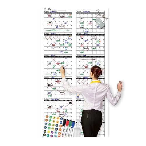 12 Month Yearly Dry Erase Chalkboard Calendar 36 X - Etsy