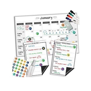 Magnetic Dry Erase Whiteboard Calendar - 11x17 Inches - Large Premium Reusable Board for Refrigerator - Weekly Kitchen Fridge Planner