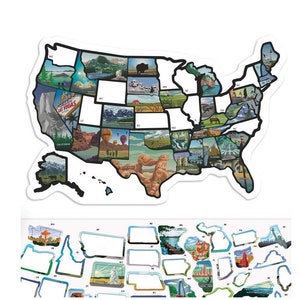 Rv State Sticker Travel Map 11 X 17 Usa States Etsy