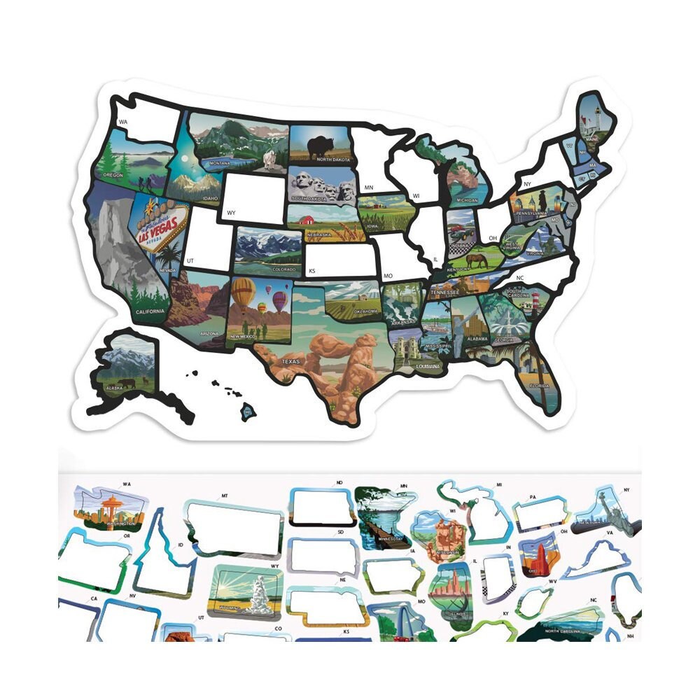 united states travel map stickers
