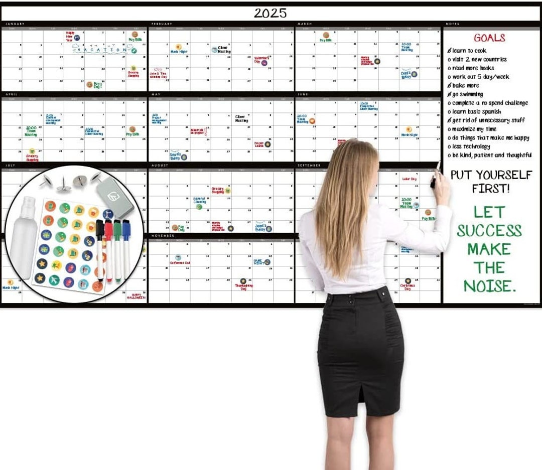 Large Dry Erase Wall Calendar 38 X 68 Undated Blank 2023 Reusable