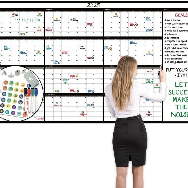 Yearly Undated Magnetic Dry Erase Calender - Etsy