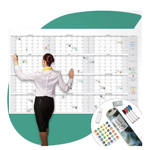 Large Wall Calendar - 38&quot; x 58&quot;, Dry Erase Giant Calendar - Full Year 2025 Calendar - Reusable Undated Yearly Planner for Family, Office