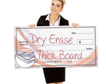 Giant Fake Dry Erase Check for Endowment Award - 16" x 32" - Large Novelty Presentation Checks Plaque - Blank Big Reward Prize Spin Wheel