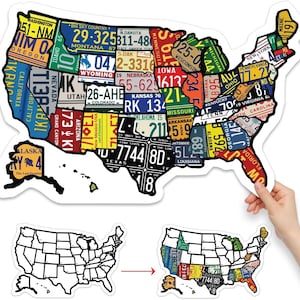 RV State Sticker Travel Map - 11" x 17" - USA States Visited Decal - United States License Plate Non Magnet Road Trip Window Stickers