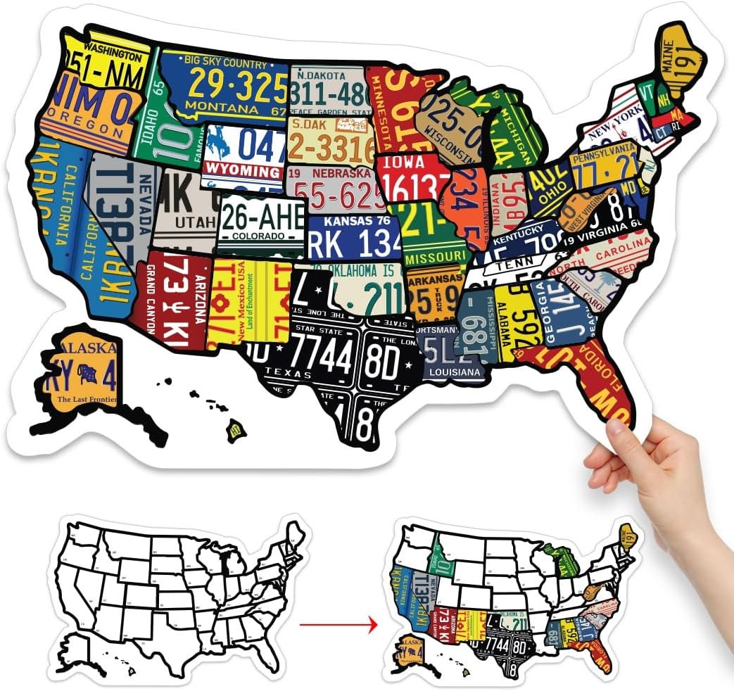 RV State Travel USA Kaart Vinyl Sticker