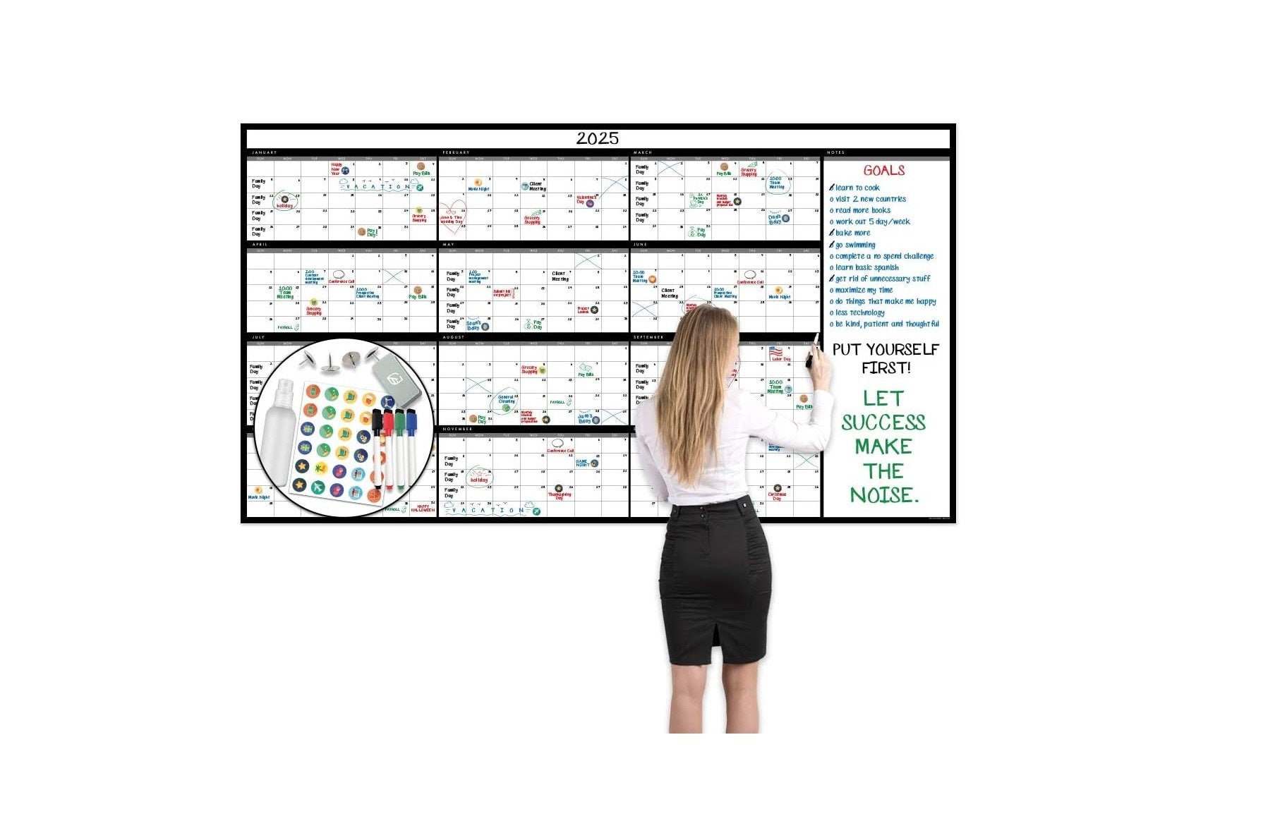 Large Dry Erase Wall Calendar 38 X 68 Undated - Etsy