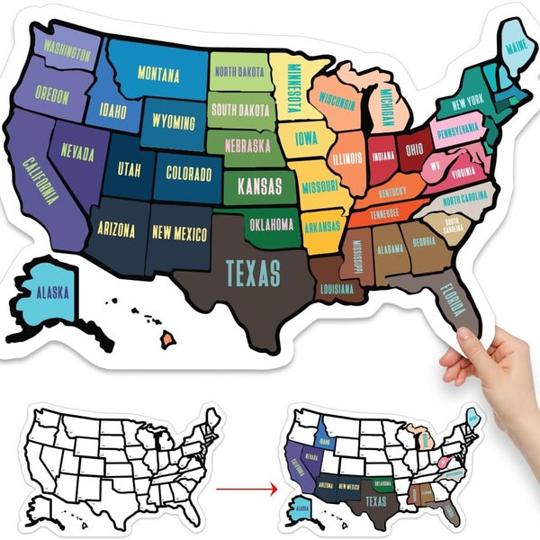 RV State Sticker Travel Map - [11" x 17"] - USA States Visited Decal - United States Road Trip Window Stickers - Trailer Supplies