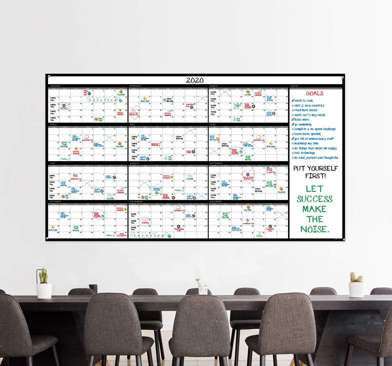 Large Dry Erase Wall Calendar 38 X 68 Undated - Etsy
