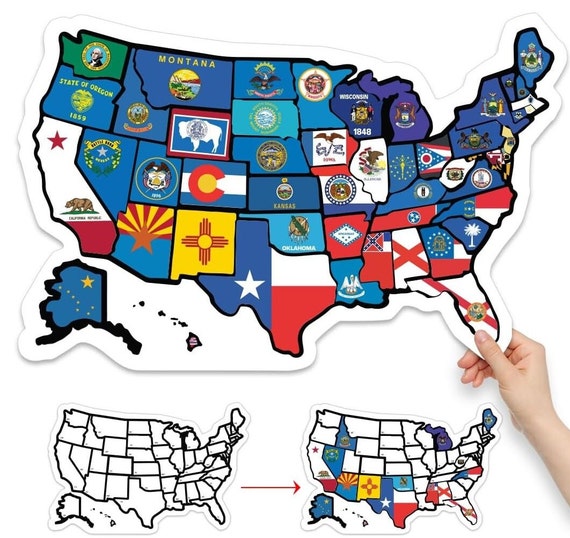 Wisconsin Premium and Jumbo State Map Magnet Set 