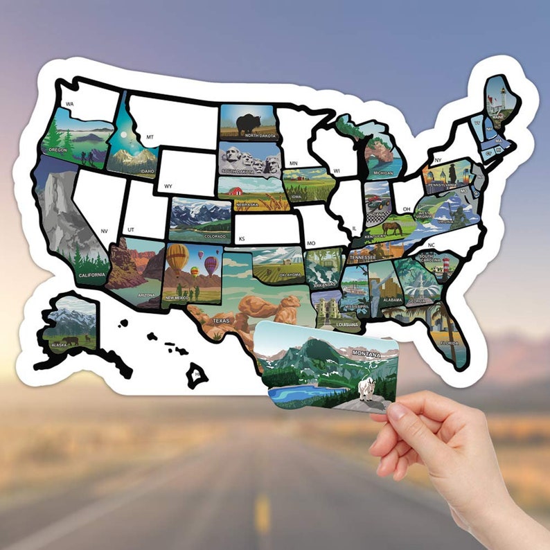 united states travel map stickers