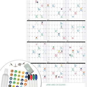 Large Wall Calendar - 24&quot; x 39&quot;, Dry Erase Giant Calendar - Full Year 2025 Calendar - Reusable Undated Yearly Planner for Family, Office