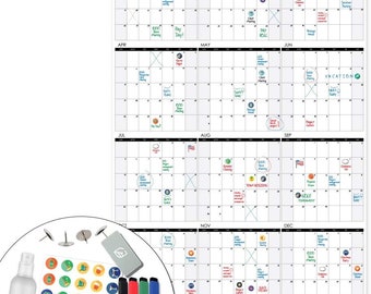 Large Wall Calendar - 24" x 39", Dry Erase Giant Calendar - Full Year 2024 Calendar - Reusable Undated Yearly Planner for Family, Office