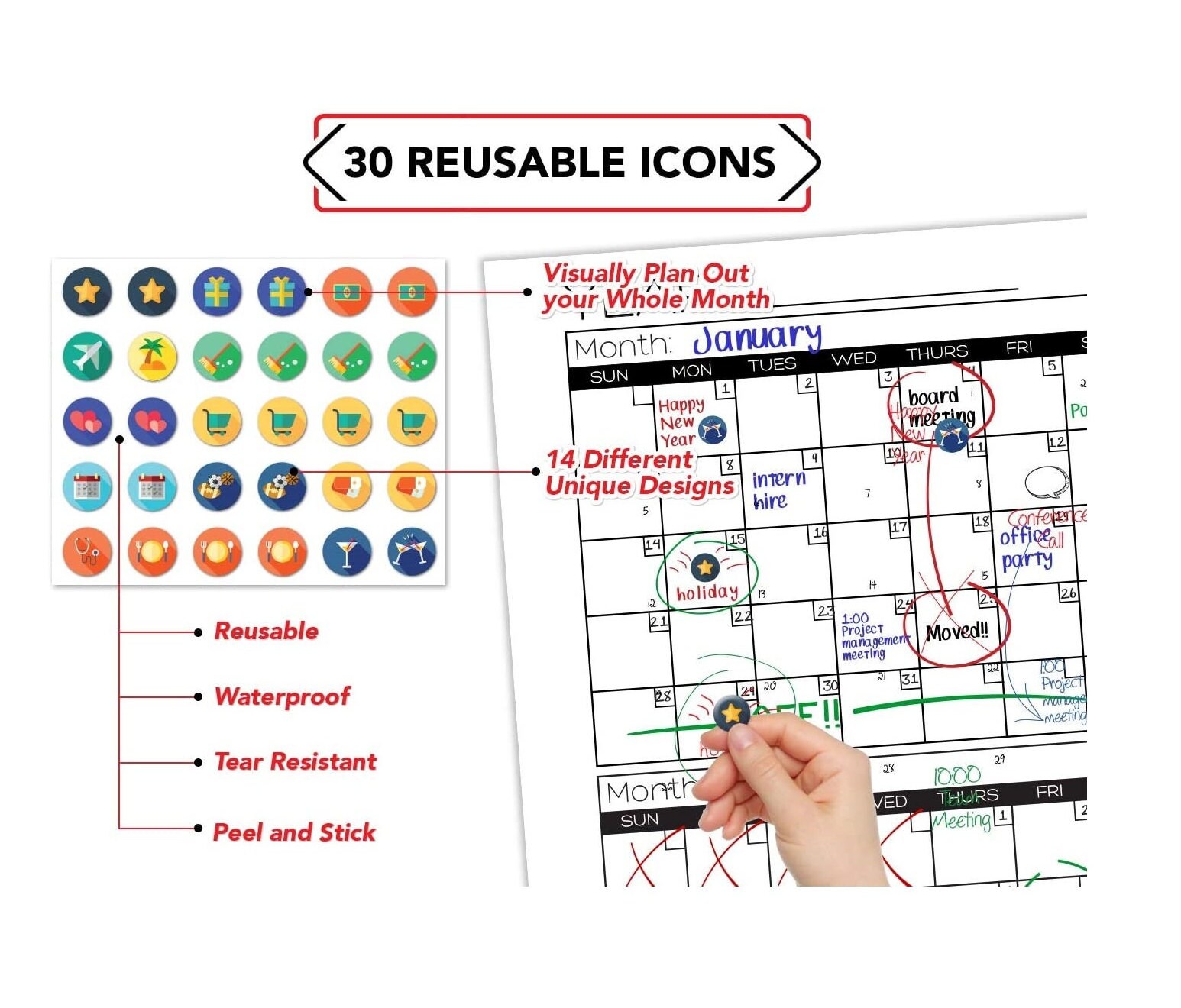 Large Dry Erase Wall Calendar Premium Giant Reusable Yearly Etsy