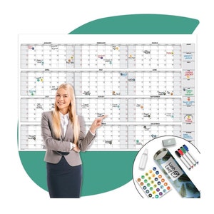 Large Wall Calendar - 38&quot; x 58&quot;, Dry Erase Giant Calendar - Full Year 2025 Calendar - Reusable Undated Yearly Planner for Family, Office