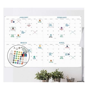 Large Wall Calendar - 24" x 36", Dry Erase Calendar - Monthly 2024 Calendar - Reusable Undated Month Planner for Family, Office