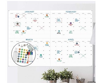 Large Wall Calendar - 24" x 36", Dry Erase Calendar - Monthly 2024 Calendar - Reusable Undated Month Planner for Family, Office