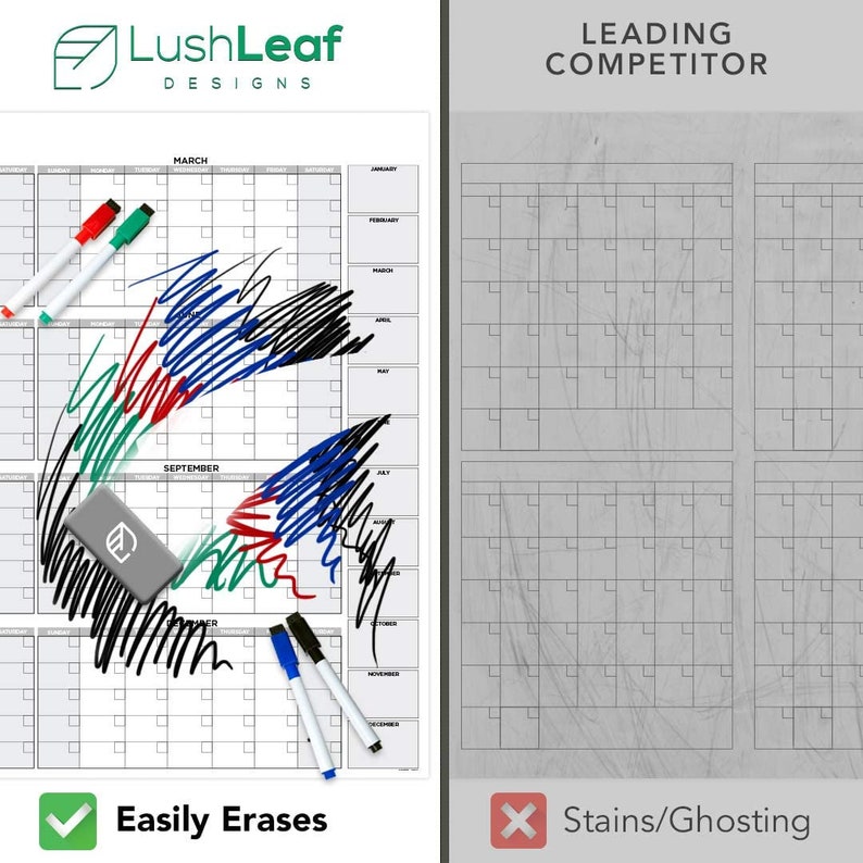 Large Dry Erase Wall Calendar 38 X 58 Undated Etsy