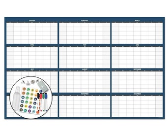  Large Dry Erase Wall Calendar - 38 X 60 - Undated Blank 2024  Reusable Yearly Calendar - Giant Whiteboard Poster - Jumbo Laminated 12  Month Office Calendar