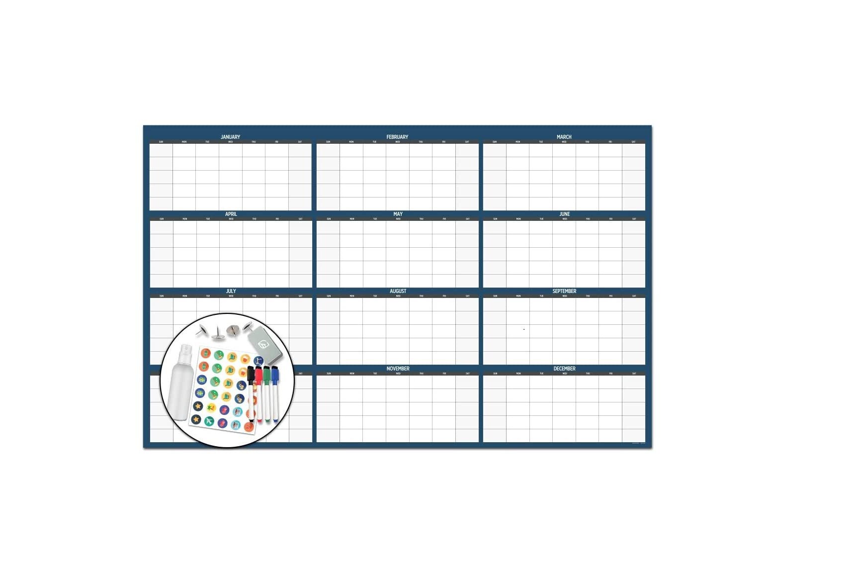 Large Dry Erase Wall Calendar 38 X 60 Undated Etsy