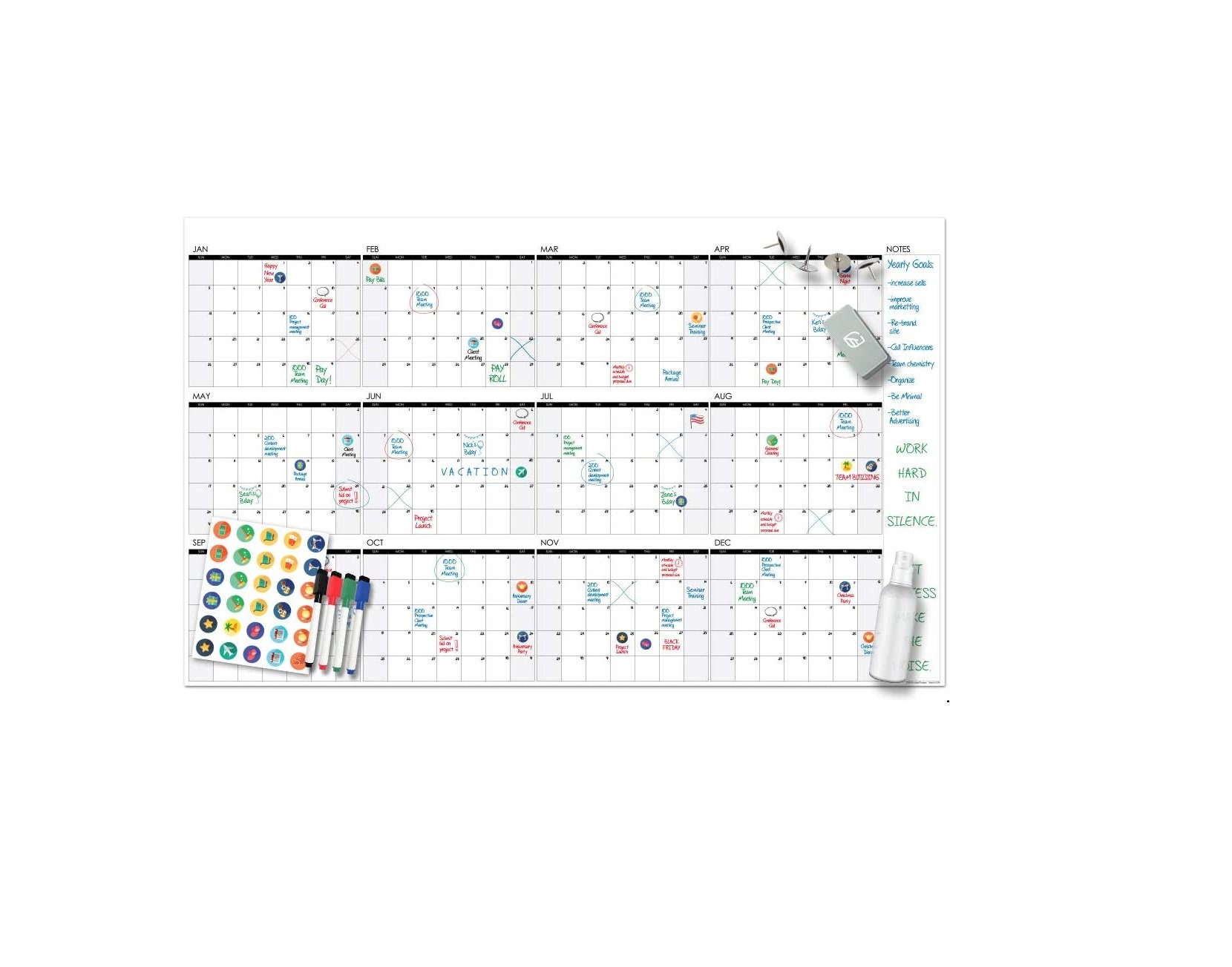 Large Dry Erase Wall Calendar 24x39 Inches Blank Undated - Etsy