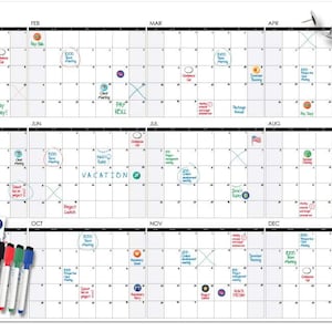 Large Wall Calendar - 24" x 39", Dry Erase Giant Calendar - Full Year 2024 Calendar - Reusable Undated Yearly Planner for Family, Office