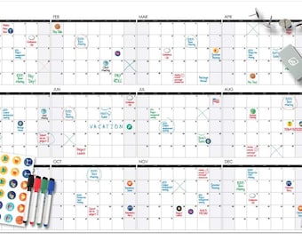 Large Wall Calendar - 24" x 39", Dry Erase Giant Calendar - Full Year 2024 Calendar - Reusable Undated Yearly Planner for Family, Office