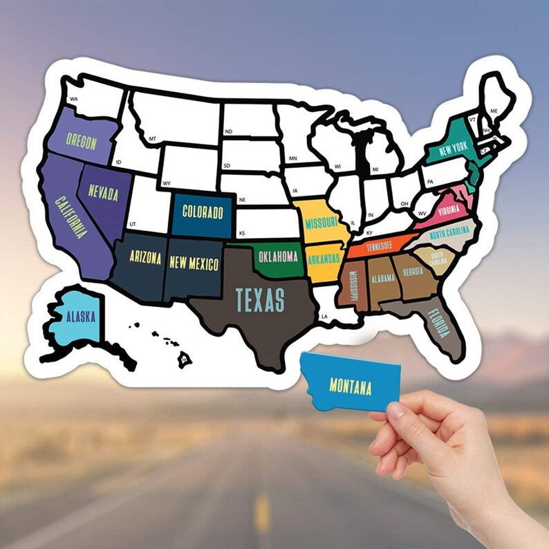 RV State Sticker Travel Map 11 x 17 USA States  Etsy